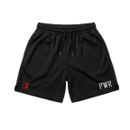 PWR Shorts negros de la colección PWR VOL. 1 Origins de Exception Apparel - Vista frontal
